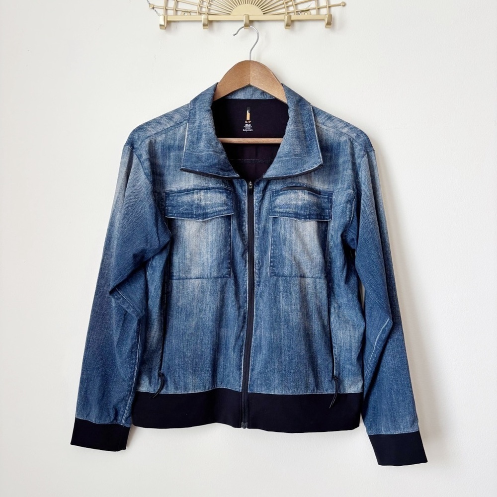 Lucy Blue Faux Denim indiGO Trucker Jacket Small